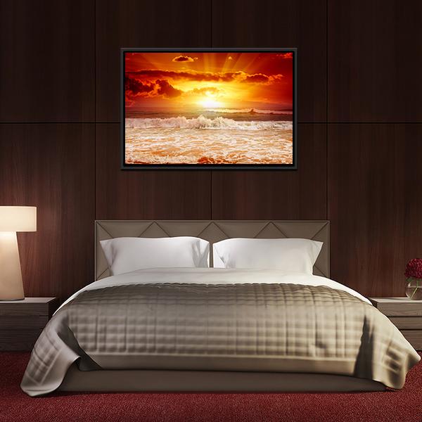 Sunset Above The Sea Canvas Wall Art-3 Horizontal-Gallery Wrap-25" x 16"-Tiaracle
