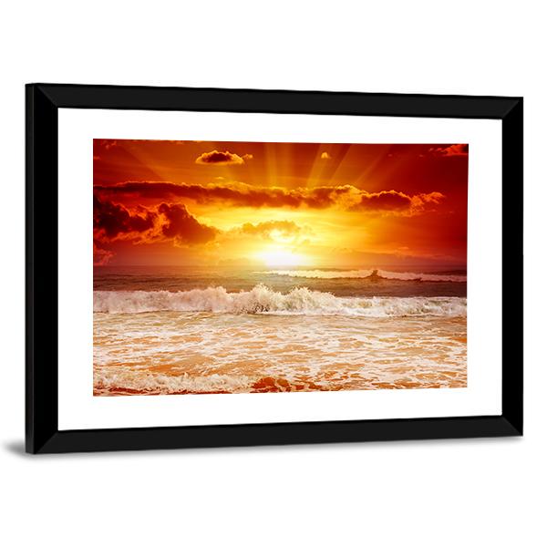 Sunset Above The Sea Canvas Wall Art-3 Horizontal-Gallery Wrap-25" x 16"-Tiaracle