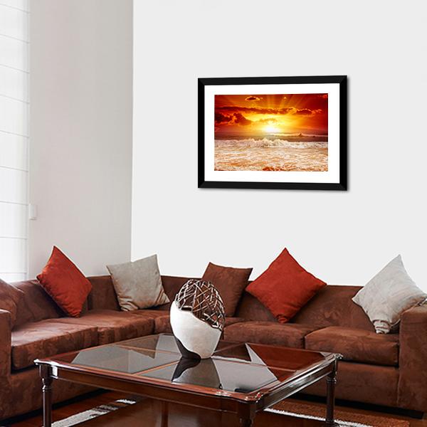 Sunset Above The Sea Canvas Wall Art-3 Horizontal-Gallery Wrap-25" x 16"-Tiaracle