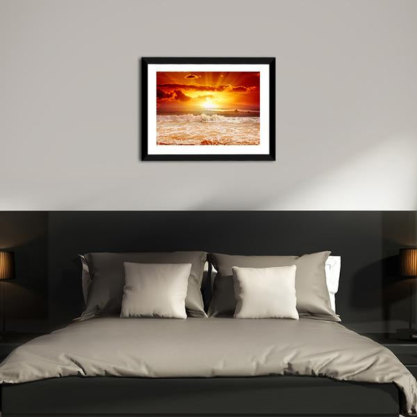 Sunset Above The Sea Canvas Wall Art-3 Horizontal-Gallery Wrap-25" x 16"-Tiaracle