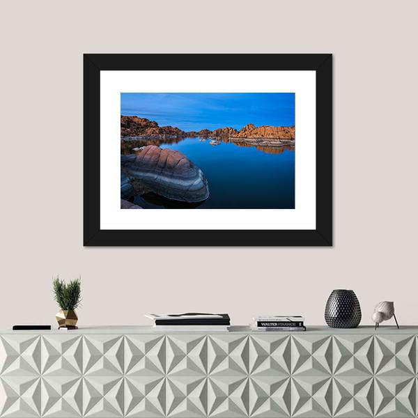 Sunset Above Watson Lake In Prescott Canvas Wall Art-1 Piece-Framed Print-20" x 16"-Tiaracle