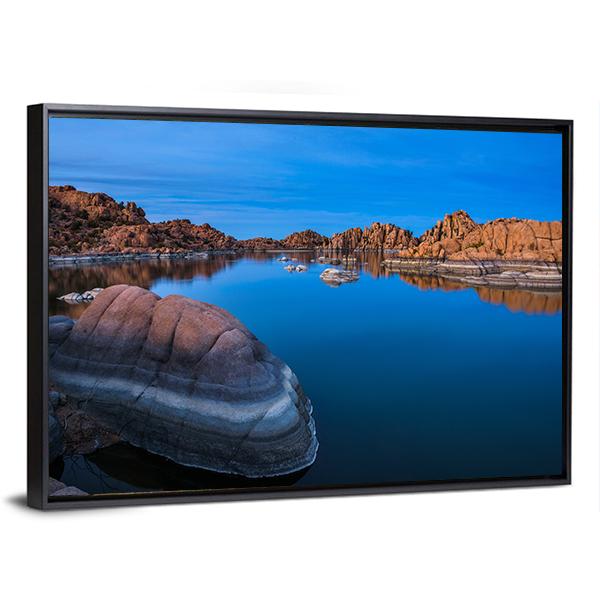 Sunset Above Watson Lake In Prescott Canvas Wall Art-3 Horizontal-Gallery Wrap-25" x 16"-Tiaracle