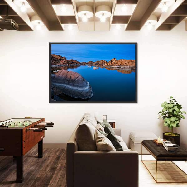 Sunset Above Watson Lake In Prescott Canvas Wall Art-3 Horizontal-Gallery Wrap-25" x 16"-Tiaracle