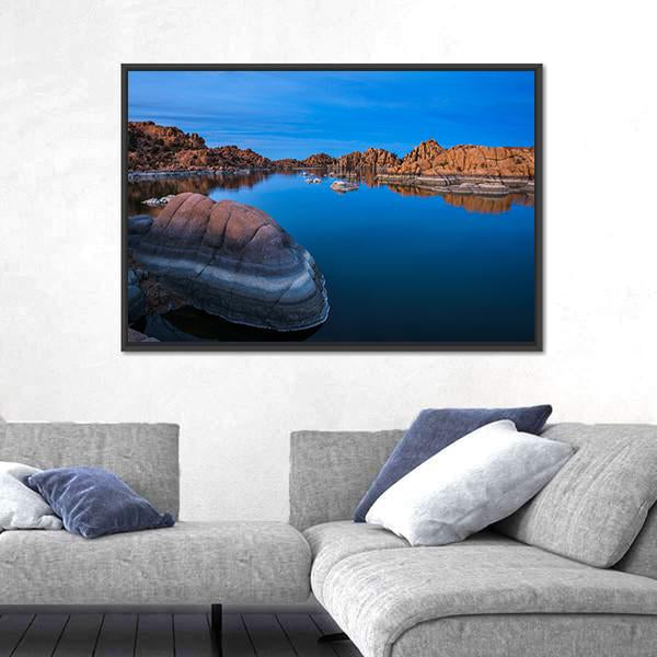 Sunset Above Watson Lake In Prescott Canvas Wall Art-3 Horizontal-Gallery Wrap-25" x 16"-Tiaracle