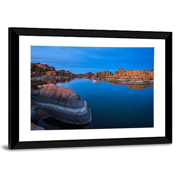 Sunset Above Watson Lake In Prescott Canvas Wall Art-3 Horizontal-Gallery Wrap-25" x 16"-Tiaracle