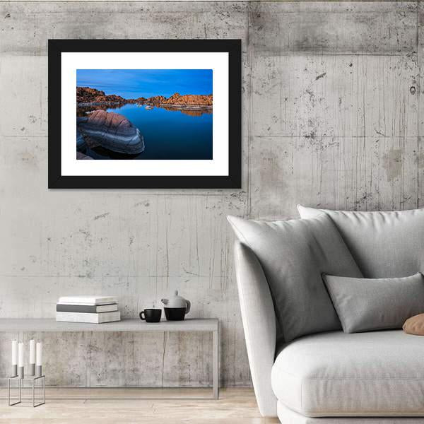 Sunset Above Watson Lake In Prescott Canvas Wall Art-3 Horizontal-Gallery Wrap-25" x 16"-Tiaracle