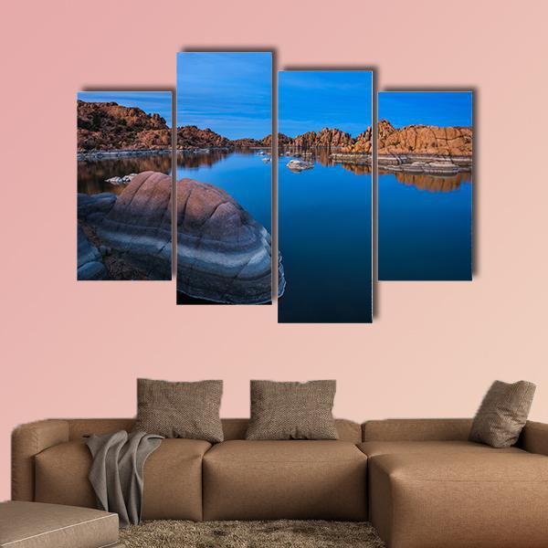 Sunset Above Watson Lake In Prescott Canvas Wall Art-4 Pop-Gallery Wrap-50" x 32"-Tiaracle