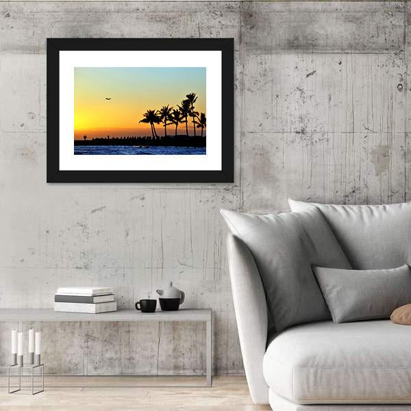 Sunset At Beach Canvas Wall Art-3 Horizontal-Gallery Wrap-25" x 16"-Tiaracle