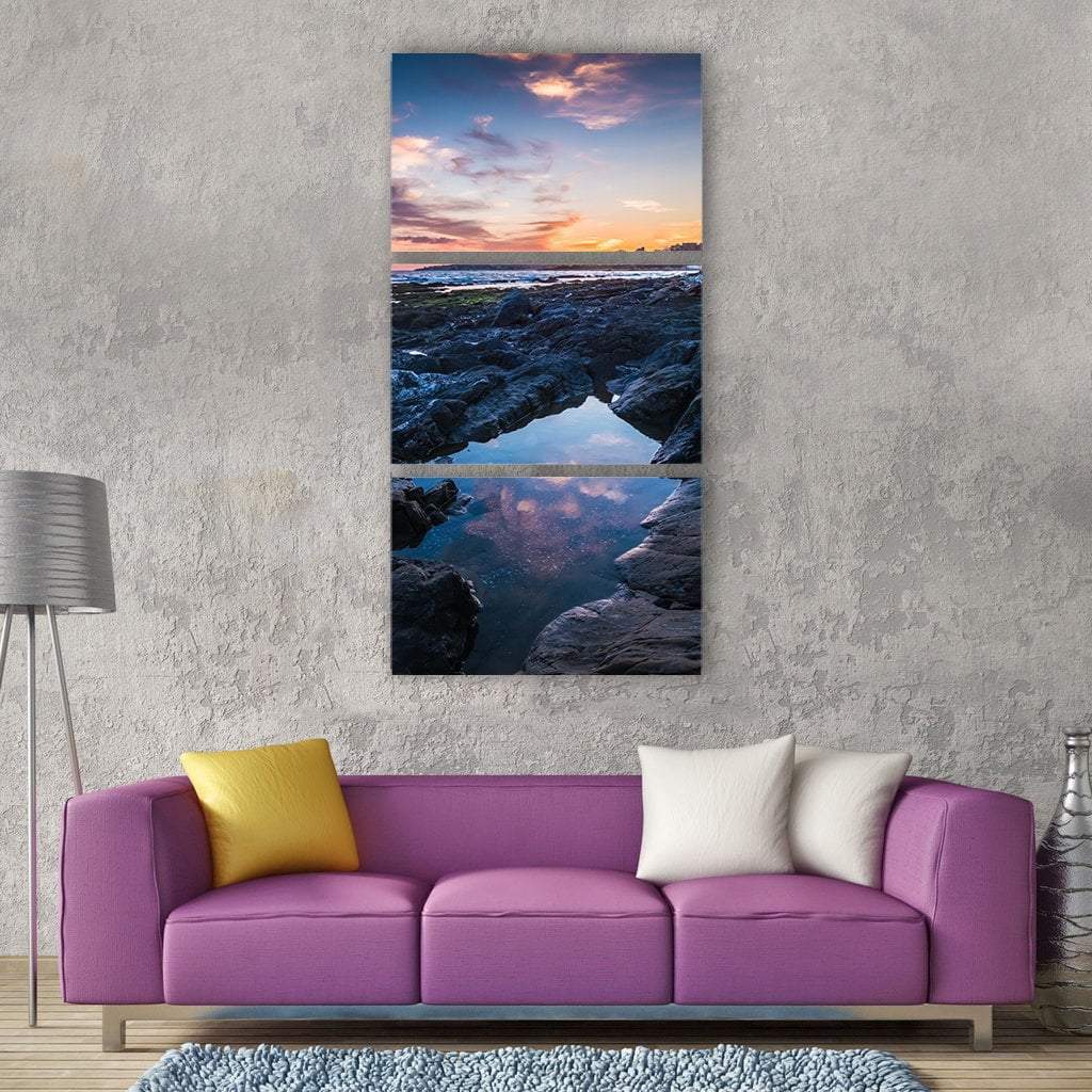 Sunset At Beach Vertical Canvas Wall Art-1 Vertical-Gallery Wrap-12" x 24"-Tiaracle