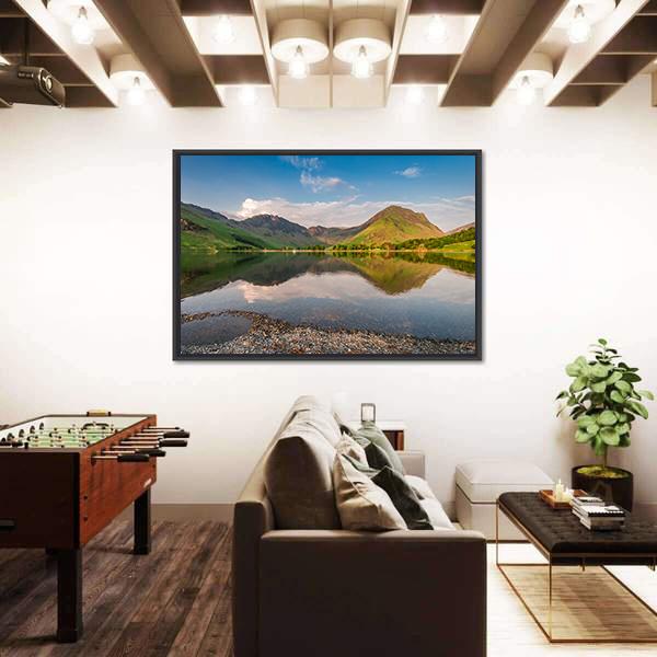 Sunset At Calm Lake Canvas Wall Art-3 Horizontal-Gallery Wrap-25" x 16"-Tiaracle