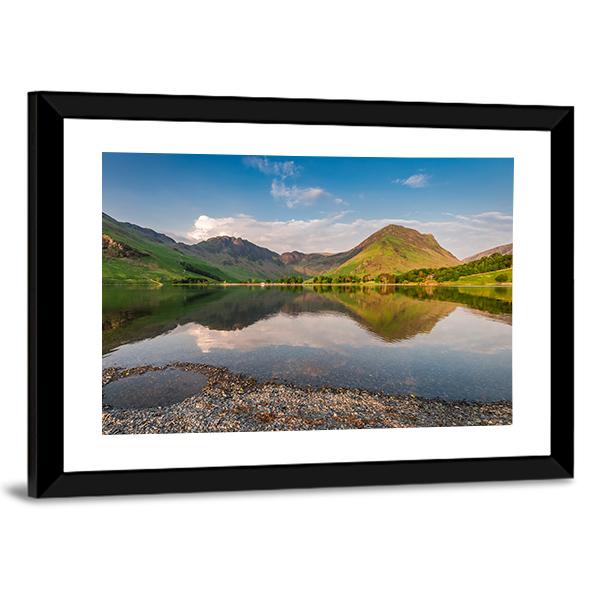 Sunset At Calm Lake Canvas Wall Art-3 Horizontal-Gallery Wrap-25" x 16"-Tiaracle