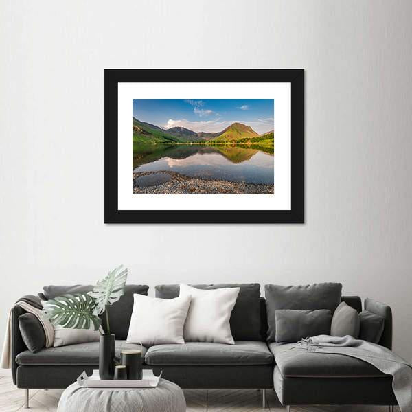 Sunset At Calm Lake Canvas Wall Art-3 Horizontal-Gallery Wrap-25" x 16"-Tiaracle