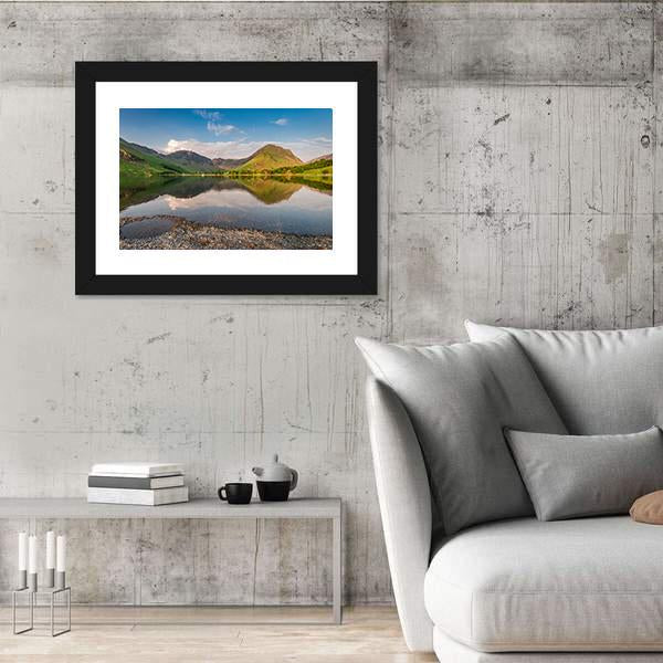 Sunset At Calm Lake Canvas Wall Art-3 Horizontal-Gallery Wrap-25" x 16"-Tiaracle