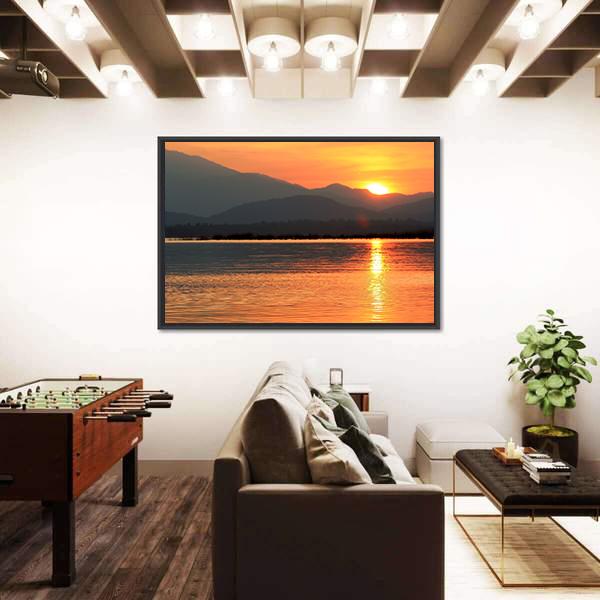 Sunset At Coast Of The Sea Canvas Wall Art-3 Horizontal-Gallery Wrap-25" x 16"-Tiaracle