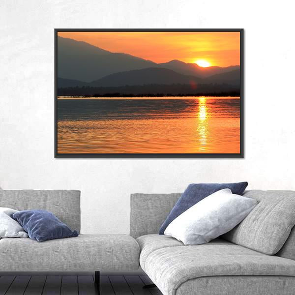 Sunset At Coast Of The Sea Canvas Wall Art-3 Horizontal-Gallery Wrap-25" x 16"-Tiaracle