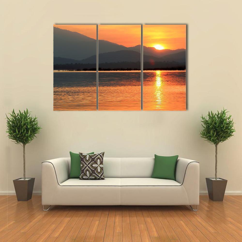 Sunset At Coast Of The Sea Canvas Wall Art-3 Horizontal-Gallery Wrap-37" x 24"-Tiaracle