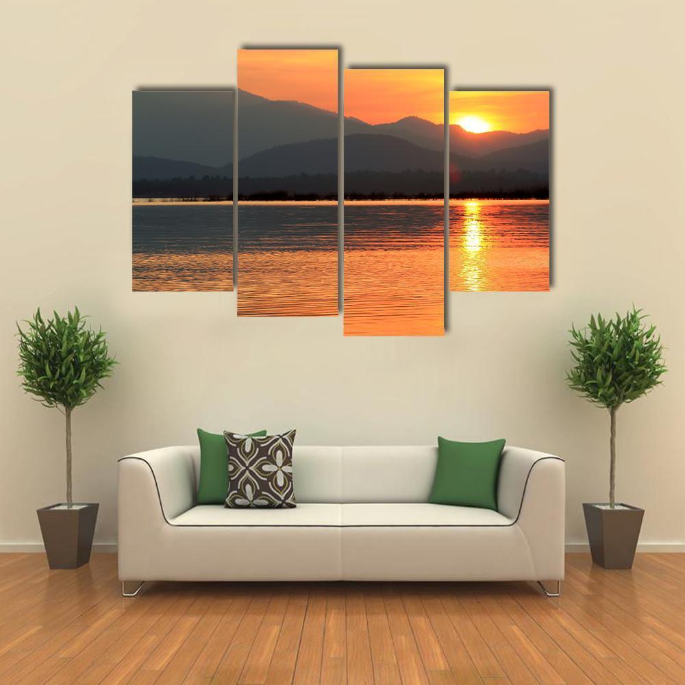 Sunset At Coast Of The Sea Canvas Wall Art-4 Pop-Gallery Wrap-50" x 32"-Tiaracle