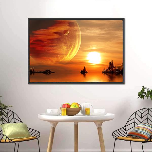 Sunset At Fantasy Planet Canvas Wall Art-3 Horizontal-Gallery Wrap-25" x 16"-Tiaracle