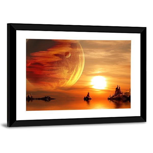 Sunset At Fantasy Planet Canvas Wall Art-3 Horizontal-Gallery Wrap-25" x 16"-Tiaracle