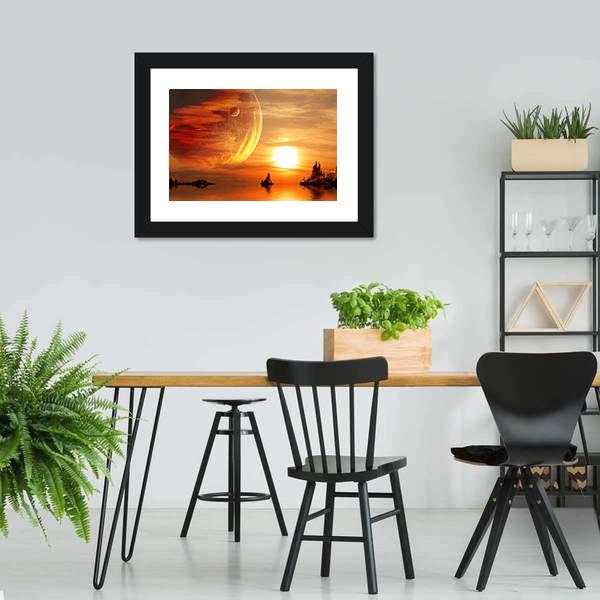 Sunset At Fantasy Planet Canvas Wall Art-3 Horizontal-Gallery Wrap-25" x 16"-Tiaracle