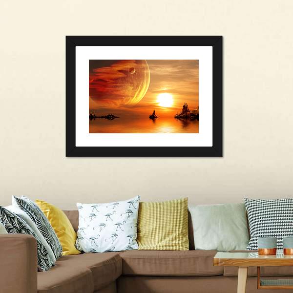 Sunset At Fantasy Planet Canvas Wall Art-3 Horizontal-Gallery Wrap-25" x 16"-Tiaracle