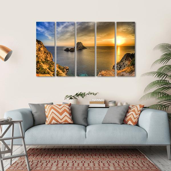 Sunset At Ibiza Island In Spain Canvas Wall Art-5 Horizontal-Gallery Wrap-22" x 12"-Tiaracle