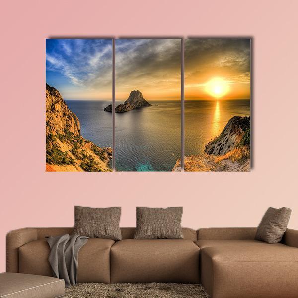 Sunset At Ibiza Island In Spain Canvas Wall Art-3 Horizontal-Gallery Wrap-37" x 24"-Tiaracle