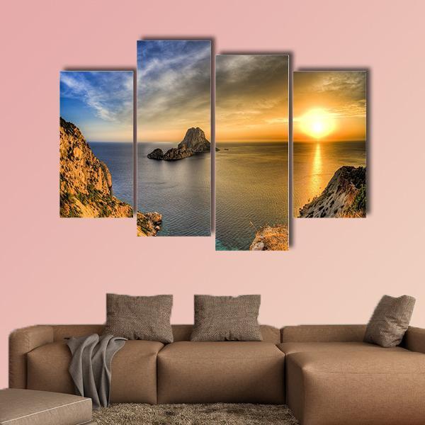 Sunset At Ibiza Island In Spain Canvas Wall Art-4 Pop-Gallery Wrap-50" x 32"-Tiaracle