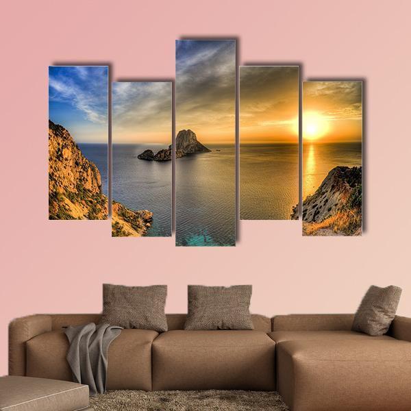 Sunset At Ibiza Island In Spain Canvas Wall Art-5 Pop-Gallery Wrap-47" x 32"-Tiaracle