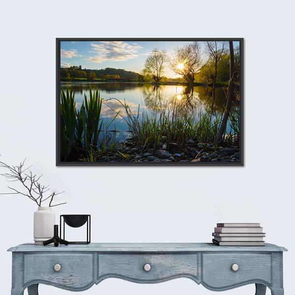 Sunset At Kemnade Canvas Wall Art-1 Piece-Floating Frame-24" x 16"-Tiaracle