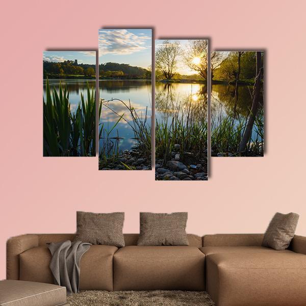 Sunset At Kemnade Canvas Wall Art-4 Pop-Gallery Wrap-50" x 32"-Tiaracle