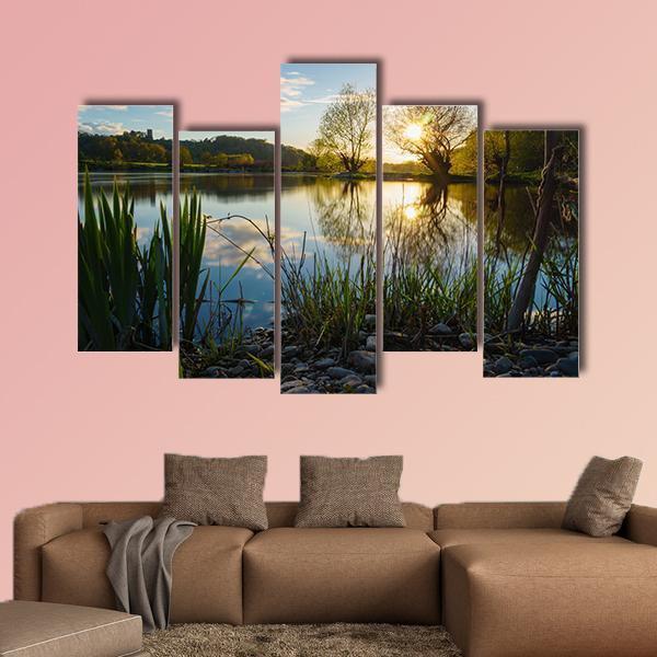 Sunset At Kemnade Canvas Wall Art-5 Pop-Gallery Wrap-47" x 32"-Tiaracle