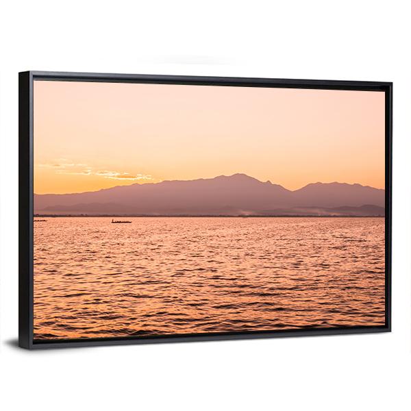 Sunset At Kwan Phayao Lake In Thailand Canvas Wall Art-3 Horizontal-Gallery Wrap-25" x 16"-Tiaracle