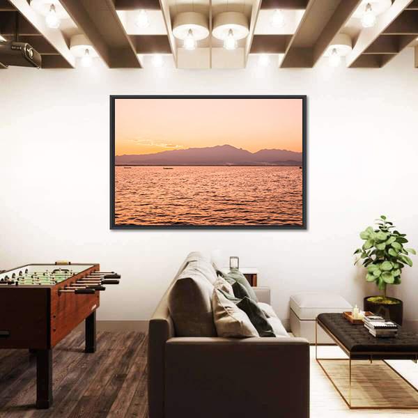 Sunset At Kwan Phayao Lake In Thailand Canvas Wall Art-3 Horizontal-Gallery Wrap-25" x 16"-Tiaracle
