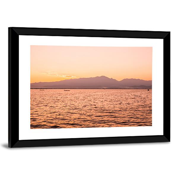 Sunset At Kwan Phayao Lake In Thailand Canvas Wall Art-3 Horizontal-Gallery Wrap-25" x 16"-Tiaracle