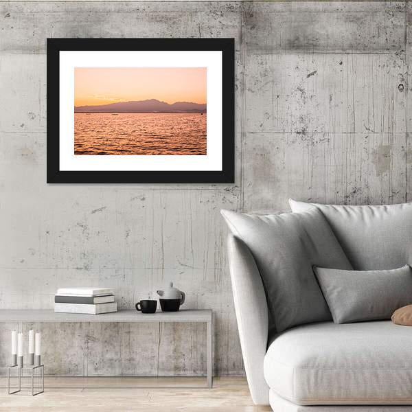 Sunset At Kwan Phayao Lake In Thailand Canvas Wall Art-3 Horizontal-Gallery Wrap-25" x 16"-Tiaracle