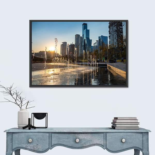 Sunset At La Mexicana Park Canvas Wall Art-1 Piece-Floating Frame-24" x 16"-Tiaracle