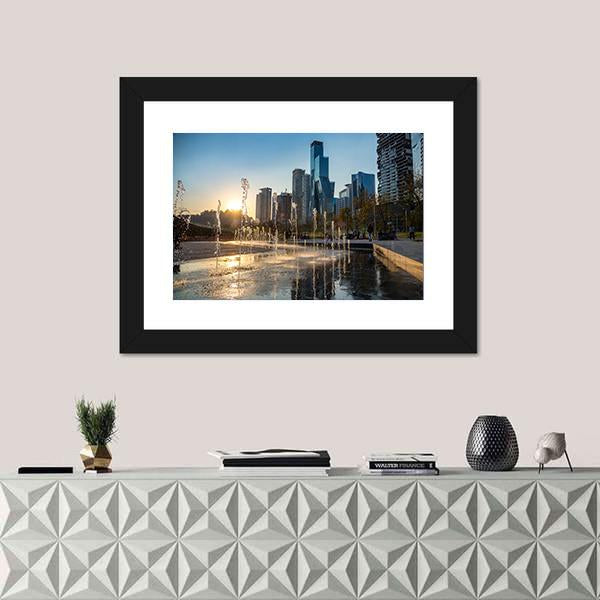 Sunset At La Mexicana Park Canvas Wall Art-1 Piece-Framed Print-20" x 16"-Tiaracle