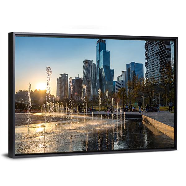 Sunset At La Mexicana Park Canvas Wall Art-3 Horizontal-Gallery Wrap-25" x 16"-Tiaracle