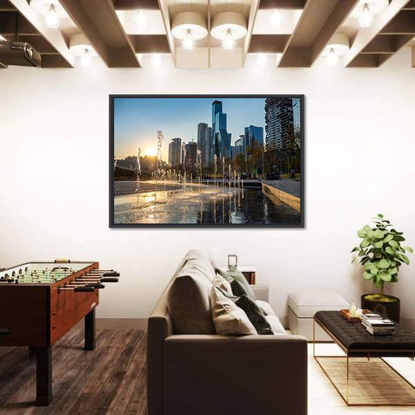 Sunset At La Mexicana Park Canvas Wall Art-3 Horizontal-Gallery Wrap-25" x 16"-Tiaracle