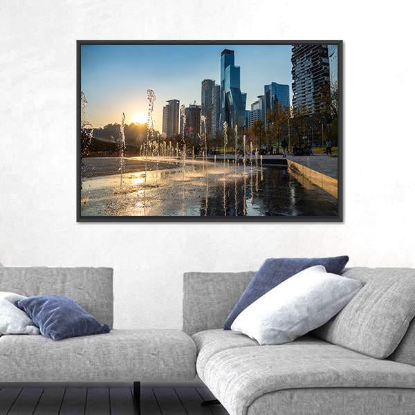Sunset At La Mexicana Park Canvas Wall Art-3 Horizontal-Gallery Wrap-25" x 16"-Tiaracle