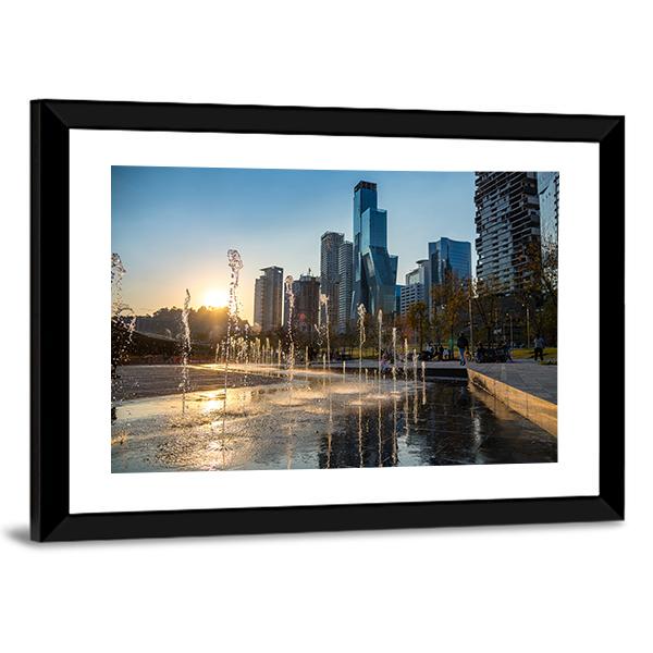 Sunset At La Mexicana Park Canvas Wall Art-3 Horizontal-Gallery Wrap-25" x 16"-Tiaracle