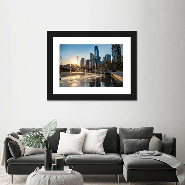 Sunset At La Mexicana Park Canvas Wall Art-3 Horizontal-Gallery Wrap-25" x 16"-Tiaracle