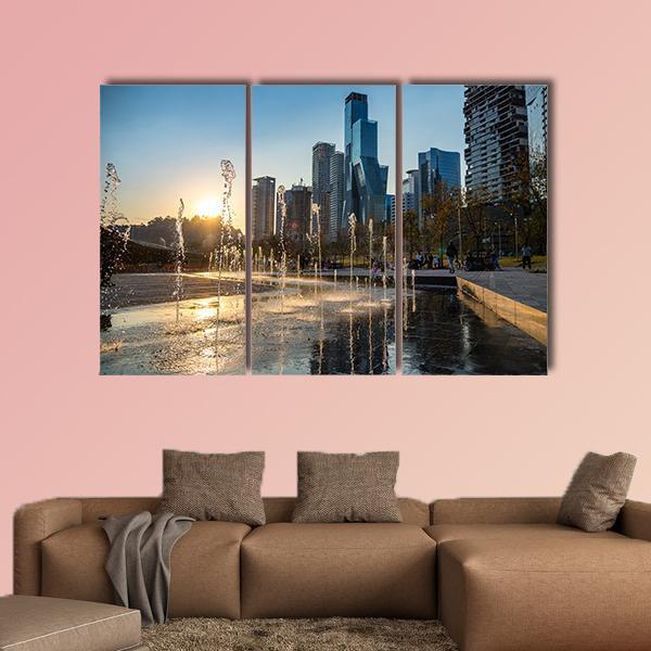 Sunset At La Mexicana Park Canvas Wall Art-3 Horizontal-Gallery Wrap-25" x 16"-Tiaracle