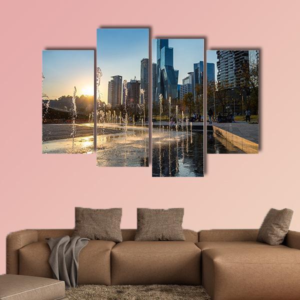 Sunset At La Mexicana Park Canvas Wall Art-4 Pop-Gallery Wrap-50" x 32"-Tiaracle