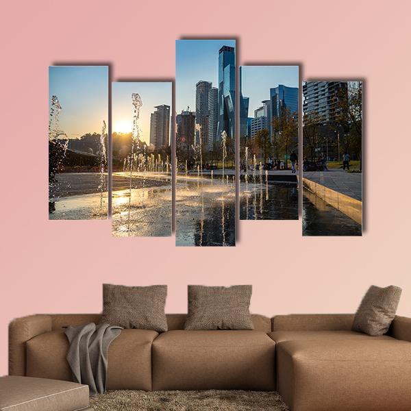 Sunset At La Mexicana Park Canvas Wall Art-5 Pop-Gallery Wrap-47" x 32"-Tiaracle