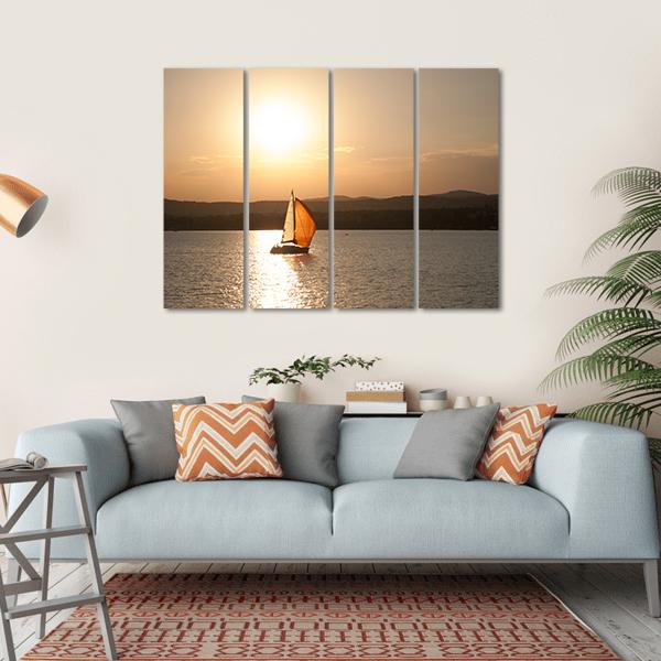 Sunset At Lake Balaton In Hungary Canvas Wall Art-4 Horizontal-Gallery Wrap-34" x 24"-Tiaracle