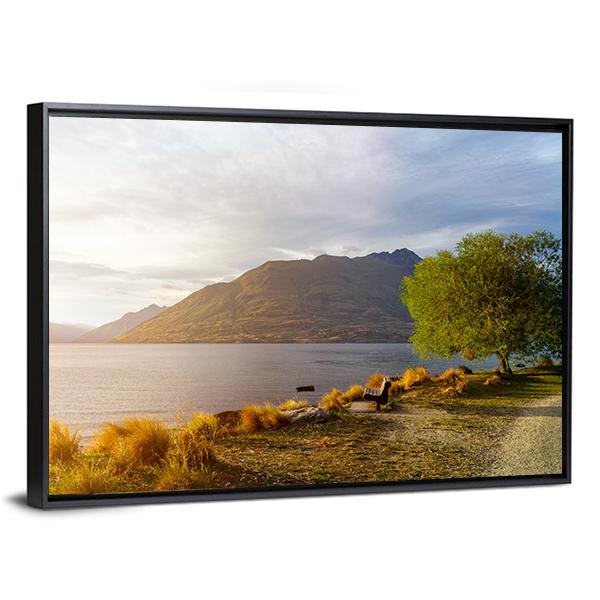 Sunset At Lake Wakatipu Canvas Wall Art-3 Horizontal-Gallery Wrap-25" x 16"-Tiaracle