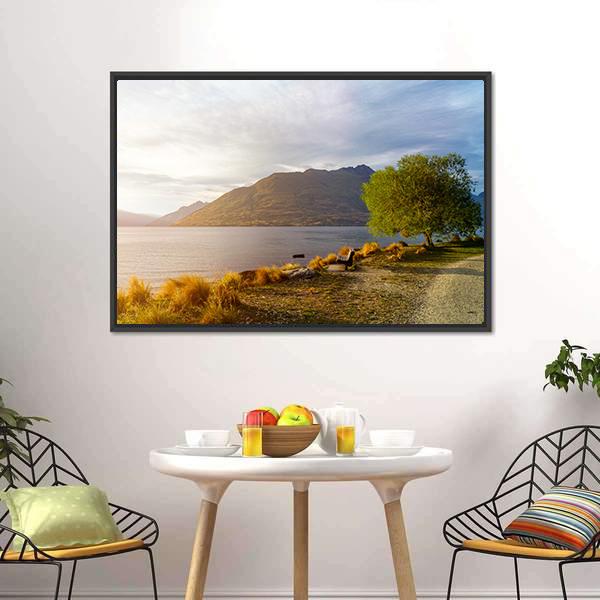Sunset At Lake Wakatipu Canvas Wall Art-3 Horizontal-Gallery Wrap-25" x 16"-Tiaracle