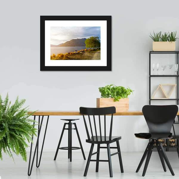 Sunset At Lake Wakatipu Canvas Wall Art-3 Horizontal-Gallery Wrap-25" x 16"-Tiaracle